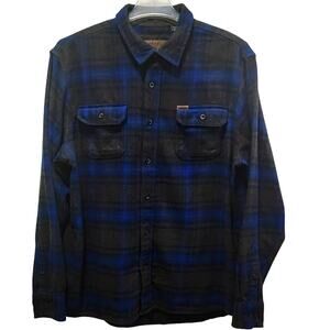 Orvis Men Heavy-Weight Flannel Pocketed Shacket Long-Sleeve Blue-Gray Plaid 2XL